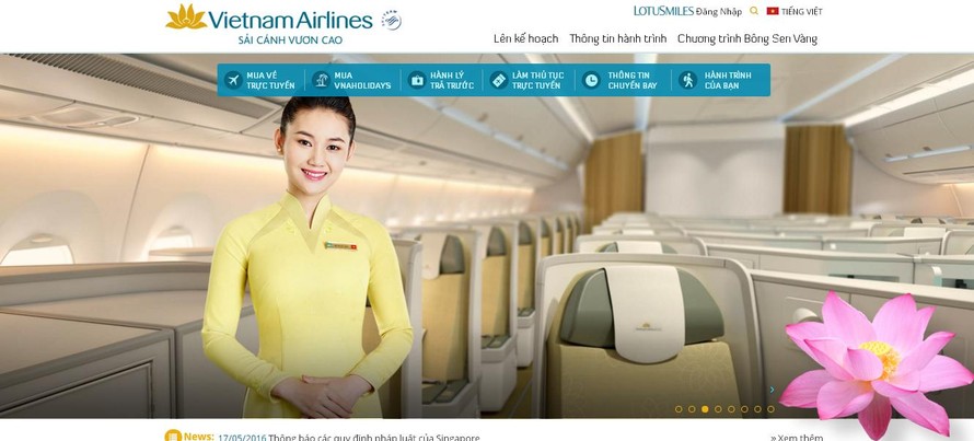 Website của Vietnam Airlines