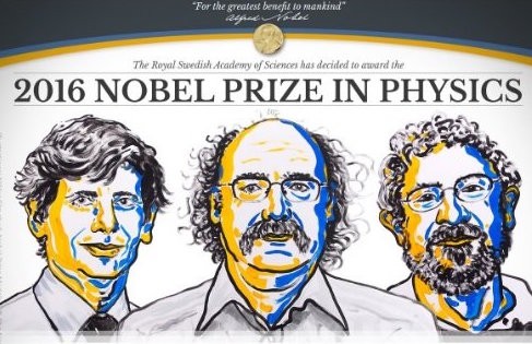 3 nhà khoa học cùng đoạt giải Nobel Vật lý. Từ trái sang: David Thouless, Duncan Haldane và Michael Kosterlitz.
