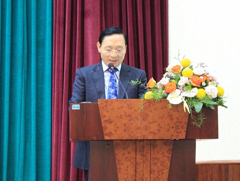 Đồng chí Bùi Khắc Sơn (Phó Chủ tịch Liên hiệp các tổ chức hữu nghị Việt Nam) phát biểu tại chương trình.