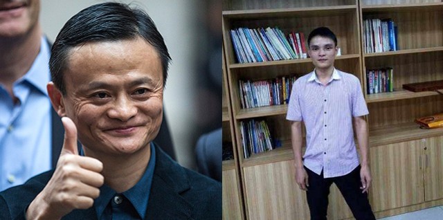 Chàng trai Huang Jian (ảnh phải) mới phẫu thuật thẩm mỹ để giống tỉ phú Jack Ma (ảnh trái).