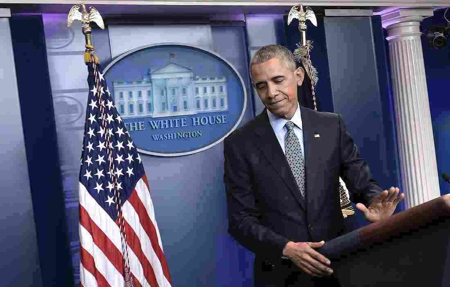 Tổng thống Barack Obama tại buổi họp báo cuối cùng. Ảnh: Getty Image