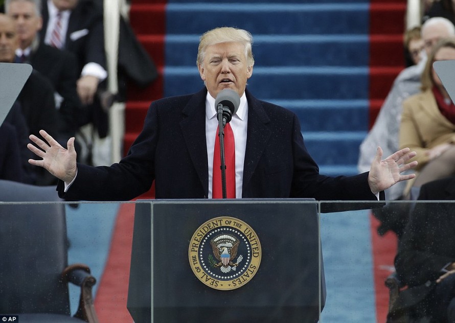 Tổng thống Mỹ Donald Trump phát biểu nhậm chức. 