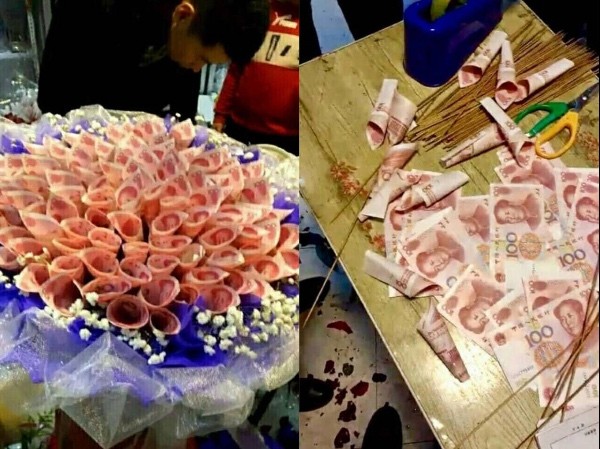 ‘Soái ca’ tự gói bó hoa tiền mặt giá 33 triệu đồng tặng bạn gái