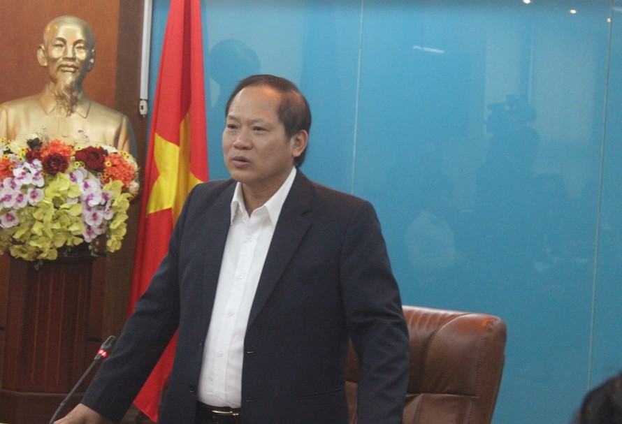 Bộ trưởng Bộ Thông tin và Truyền thông Trương Minh Tuấn phát biểu tại buổi làm việc.