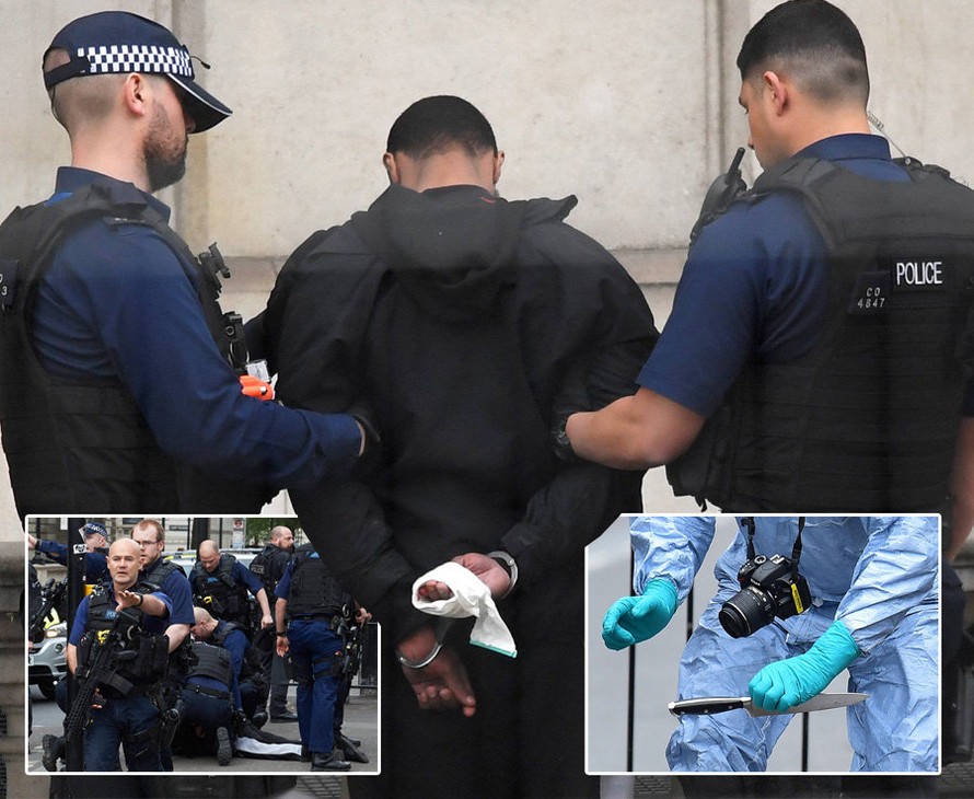 Nghi phạm âm mưu khủng bố bằng dao bị bắt chiều ngày 27/4 gần tòa nhà Quốc hội Anh. Ảnh: AFP