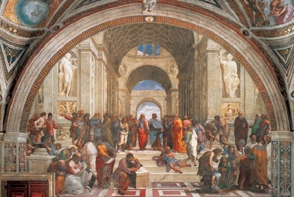 Bức Trường học Athens của Raffaello, một trong 4 kiệt tác của hội họa thời Phục hưng của Ý.