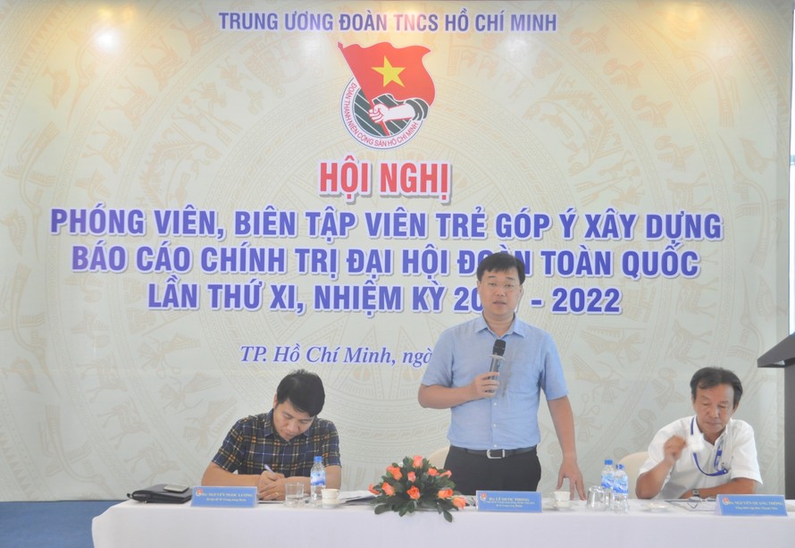 Anh Lê Quốc Phong, Bí thư thứ nhất BCH Trung ương Đoàn chỉ đạo tại hội nghị. Ảnh Việt Văn