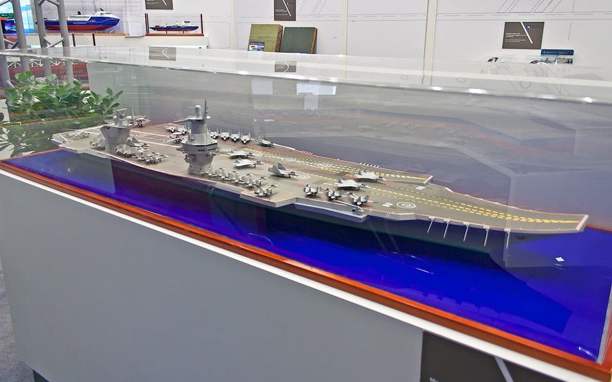 Mô hình dự án 23000E 'Shtorm', thiết kế tàu sân bay tương lai của Nga. Ảnh: Sputnik News