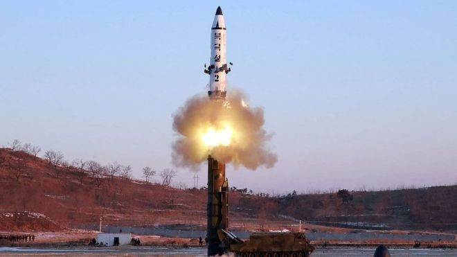 Một cuộc thử tên lửa của Triều Tiên. Ảnh: KCNA