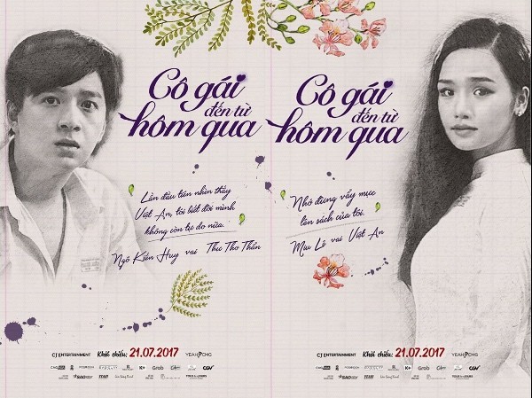 Ngô Kiến Huy và Miu Lê- 2 diễn viên chính bộ phim Cô gái dến từ hôm qua trong poster của phim