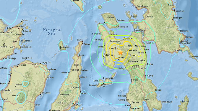 Vị trí khu vực vừa xảy ra động đất do Cục Khảo sát địa chất Mỹ xác định. Ảnh: USGS