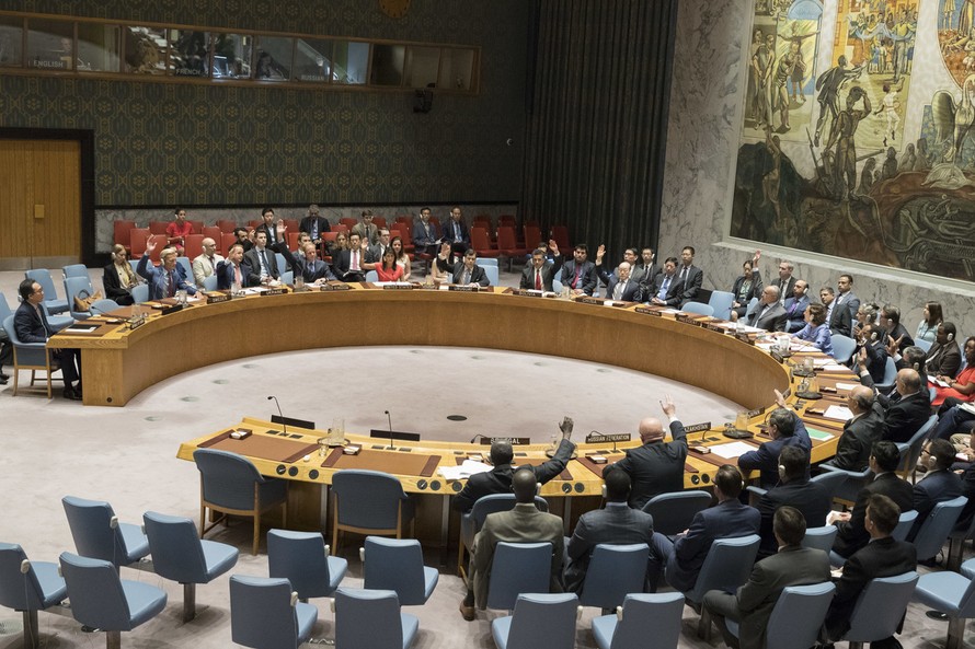 Hội đồng Bảo an Liên Hợp Quốc họp ngày 5/8 nhằm bỏ phiếu về nghị quyết trừng phạt mới nhằm vào Triều Tiên. Ảnh: AP