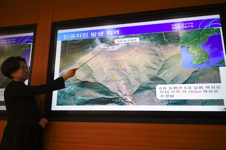 Triều Tiên hôm nay, 3/9 tuyên bố đã thử nghiệm thành công bom H trong cuộc thử hạt nhân lần thứ sáu. Ảnh: AFP