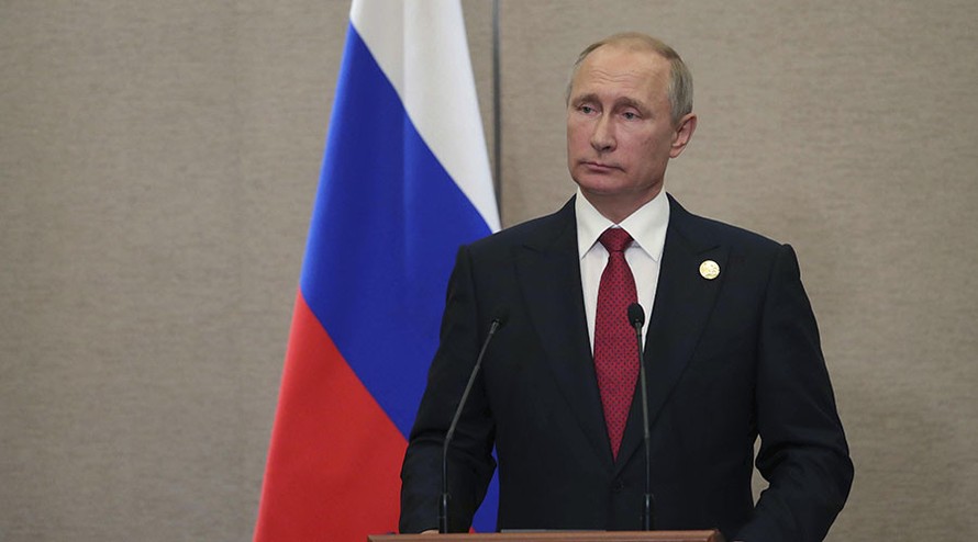 Tổng thống Nga Vladimir Putin tham gia cuộc họp báo hôm nay, 5/9 bên lề Hội nghị thượng đỉnh BRICS ở Trung Quốc. Ảnh: Sputnik