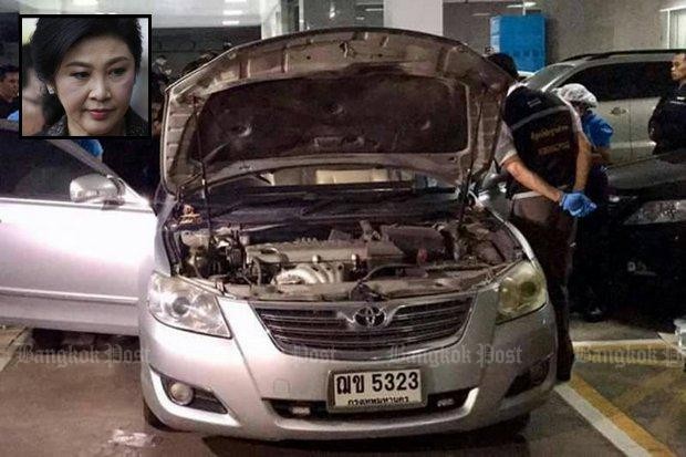 Chiếc Toyota Camry được cho là phương tiện mà bà Yingluck Shinawatra sử dụng để bỏ trốn. Ảnh: Bangkok Post