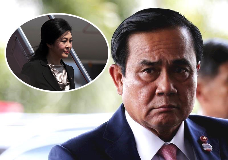 Thủ tướng Thái Lan Prayut Chan-ocha (ảnh lớn) và cựu Thủ tướng Yingluck Shinawatra (ảnh nhỏ).