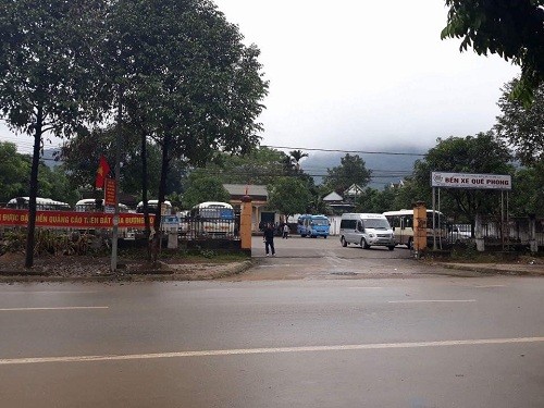 Bến xe huyện Quế Phong nơi xảy ra sự việc.