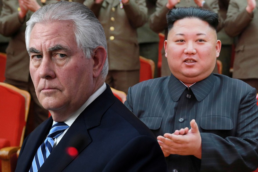 Ngoại trưởng Mỹ Rex Tillerson (trái) và Chủ tịch Triều Tiên Kim Jong-un (phải). Ảnh minh họa: NY Post