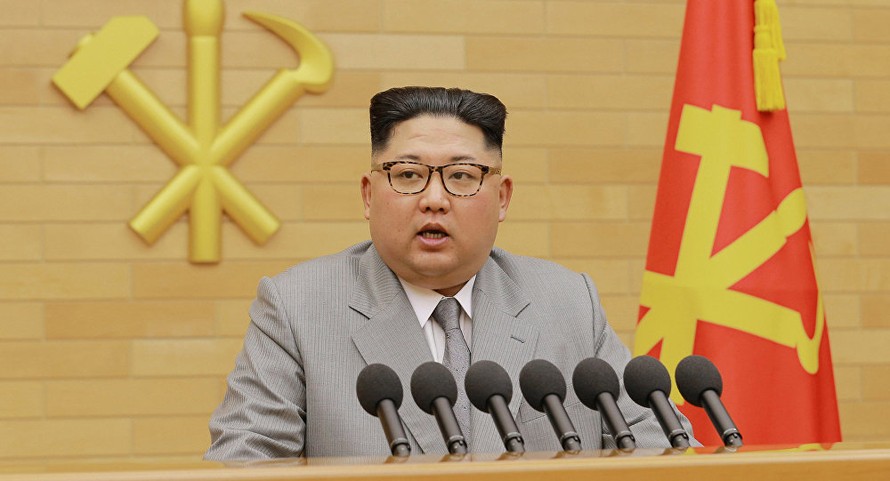 Chủ tịch Triều Tiên Kim Jong-un phát biểu mừng năm mới hôm 1/1. Ảnh: KCNA
