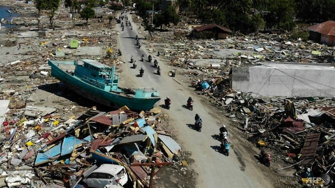 Palu tan hoang sau động đất. Ảnh: AFP