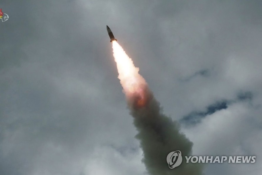 Tên lửa Triều Tiên phóng hôm 16/8. Ảnh: Yonhap
