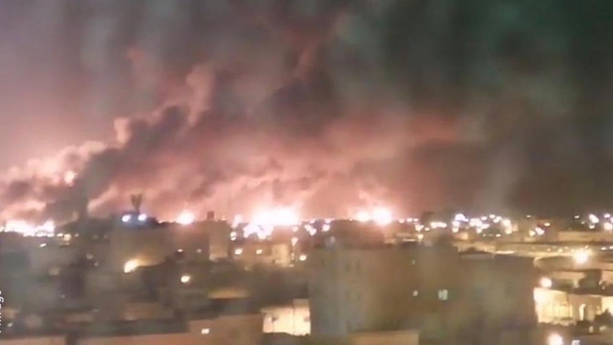 Vụ cháy ở Abqaiq. Ảnh: Twitter