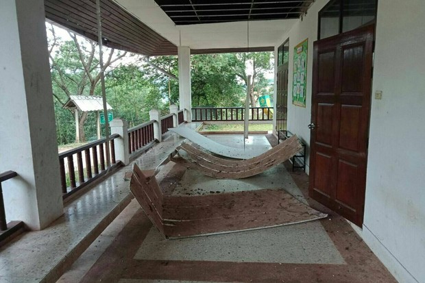 Một trường học ở tỉnh Nan (Thái Lan) hư hại nhẹ sau trận động đất ở Lào. Ảnh: Twitter