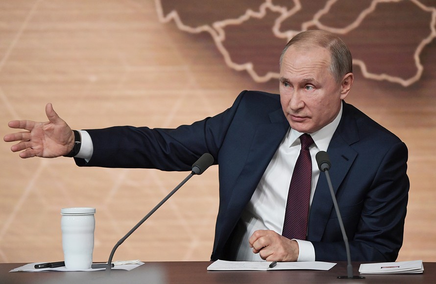 Tổng thống Putin trong cuộc họp báo chiều 19/12. Ảnh: Sputnik