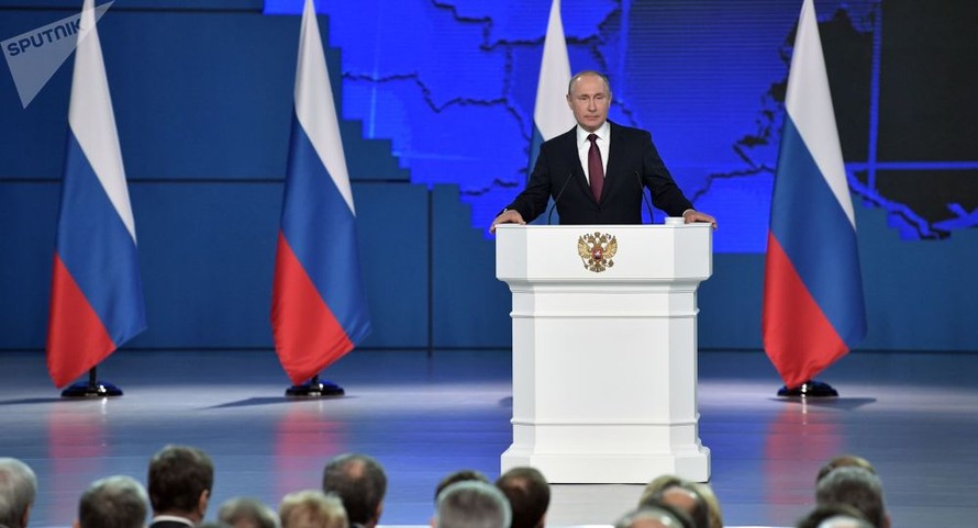 Ông Putin trình bày thông điệp liên bang ngày 15/1. Ảnh: Sputnik