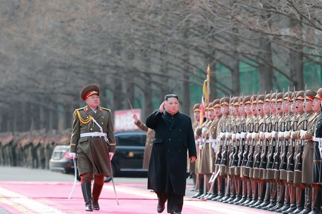 Lễ kỉ niệm thành lập quân đội Triều Tiên hồi năm 2019. Ảnh: KCNA