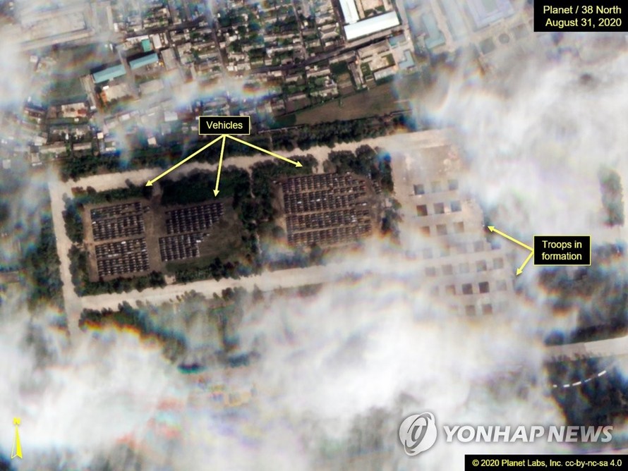 Ảnh vệ tinh chụp từ sân bay Mirim ở Bình Nhưỡng. Ảnh: Yonhap/38 North