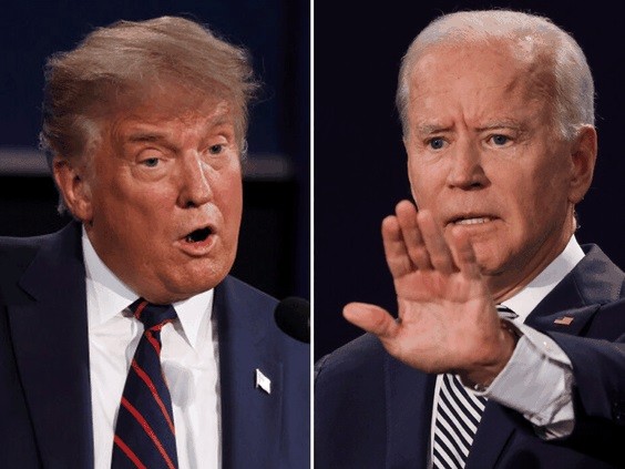 Hai ông Trump - Biden trong buổi tranh luận đầu tiên.