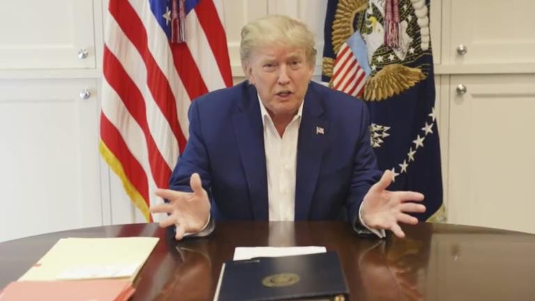 Ông Trump phát biểu trong đoạn video đăng tải hôm 3/10. Ảnh chụp màn hình