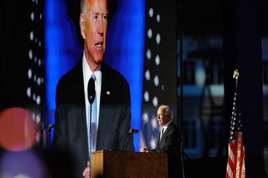 Tổng thống mới đắc cử Joe Biden phát biểu tối 7/11. Ảnh: NY Times