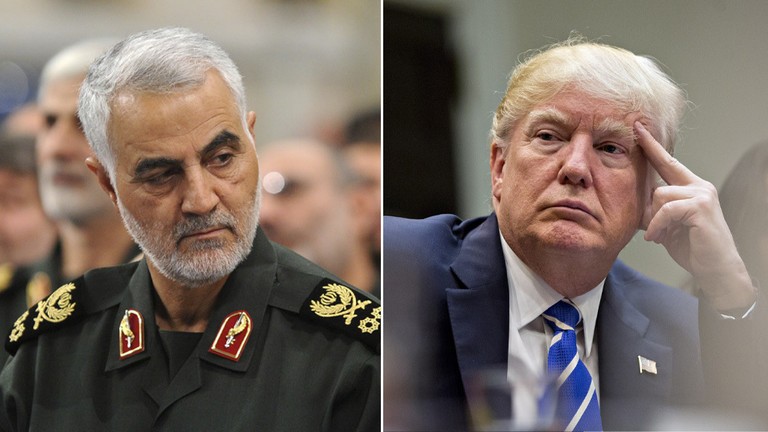Tướng Qassem Soleimani (trái) và Tổng thống Donald Trump (phải). 