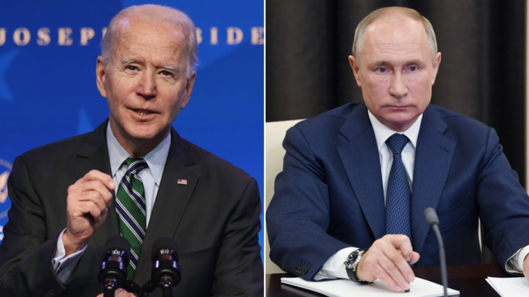 Tổng thống Mỹ Joe Biden (trái) và Tổng thống Nga Vladimir Putin (phải). Ảnh: RT