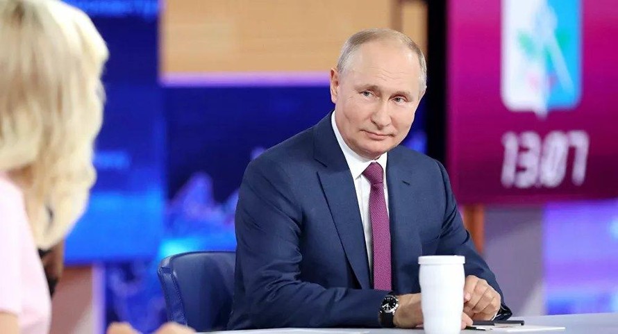 Tổng thống Nga Putin chiều 30/6 (giờ Việt Nam) tổ chức cuộc hỏi đáp thường niên. Ảnh: Sputnik