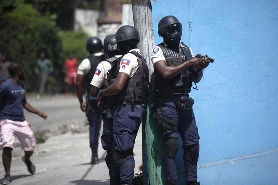 Lực lượng an ninh ở Port-au-Prince. Ảnh: AP