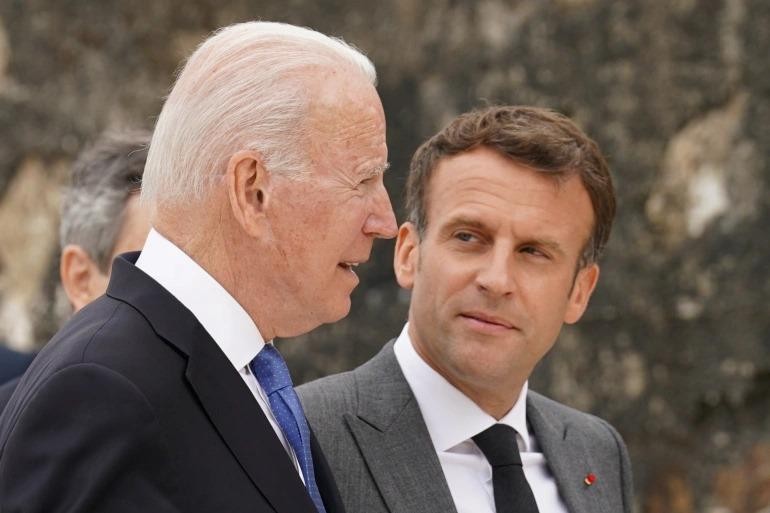 Tổng thống Mỹ Joe Biden và Tổng thống Pháp Emmanuel Macron. Ảnh: Reuters