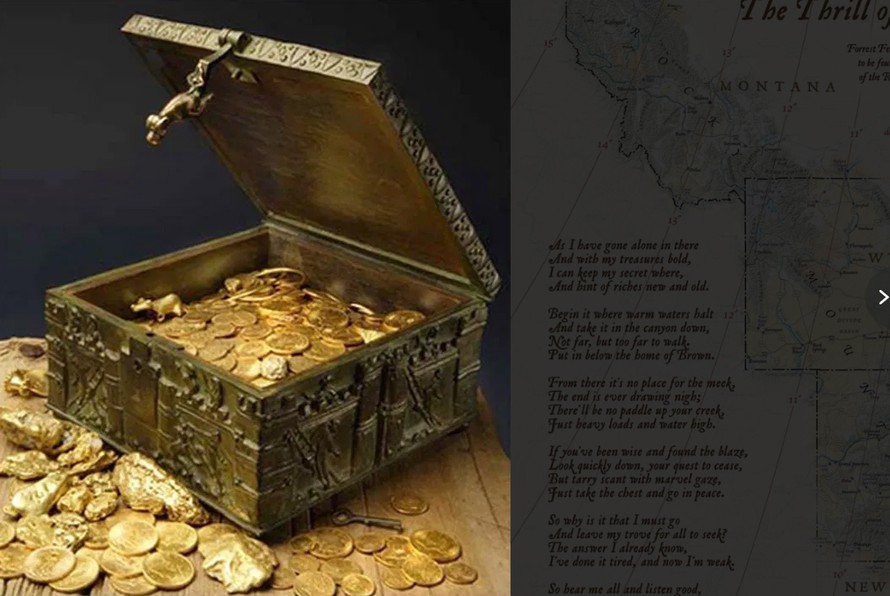 Chiếc rương bằng đồng chứa 10 kg vàng và đá quý trị giá 1 triệu USD. Ảnh: The Sun.