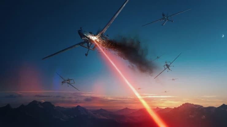 Minh họa vũ khí laser đốt cháy máy bay không người lái. Nguồn: Lockheed Martin.