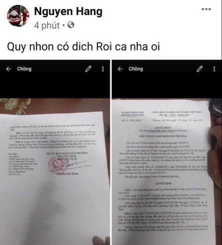 Đăng tin sai sự thật về dịch Covid-19 lên mạng xã hội Facebook trên địa bàn tỉnh Bình Định.