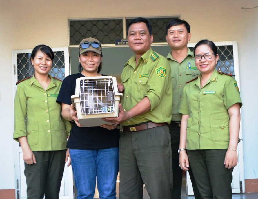 Người dân tự nguyện giao nộp cá thể động vật hoang dã quý hiểm cho Kiểm lâm tỉnh Bình Định.