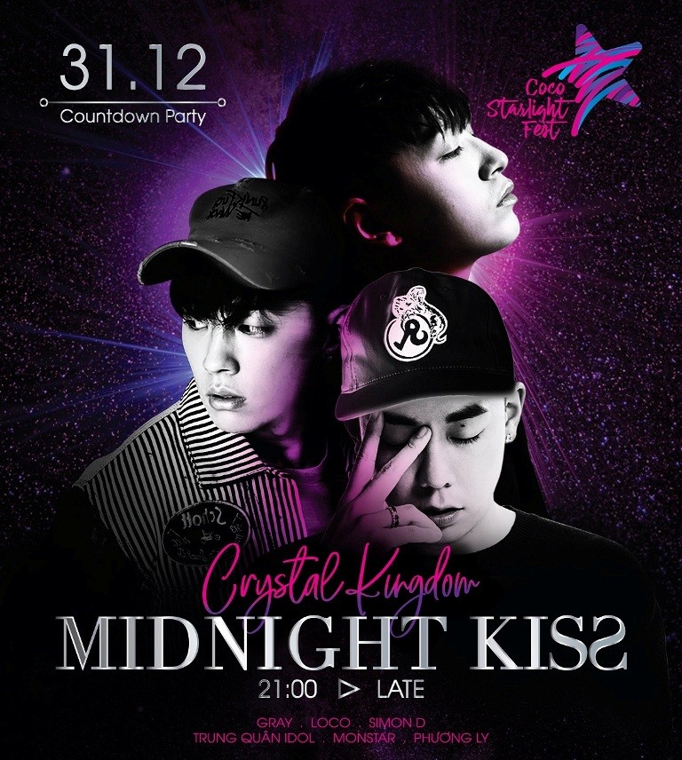 Đêm nhạc Coco Countdown Party Midnight Kiss với sự tham gia của các nghệ sĩ Việt Nam và Hàn Quốc hứa hẹn mang lại bữa tiệc âm nhạc sôi động