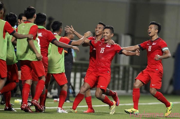 Niềm vui của các cầu thủ U23 Singapore.