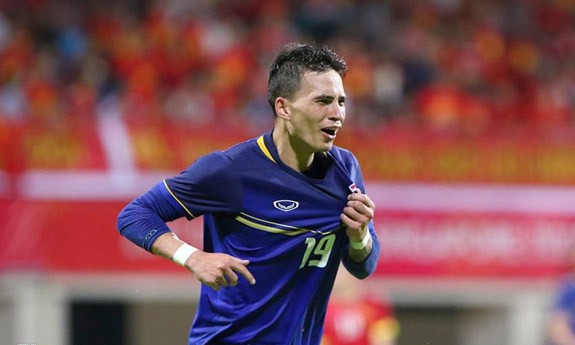 Cầu thủ gốc Việt Tristan Do là một trong số 3 người đã sút tung lưới U23 Việt Nam ở trận đấu tối nay. Ảnh: Zing