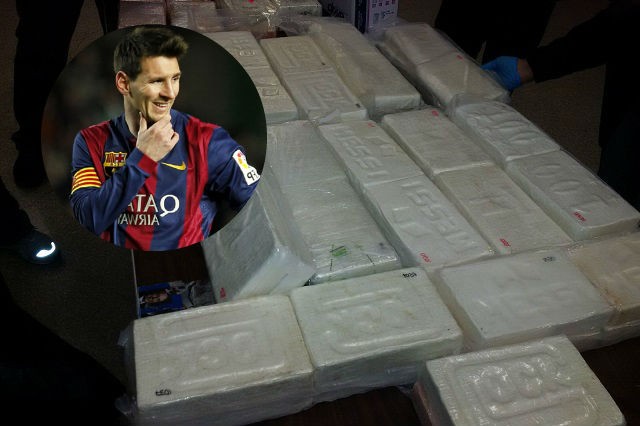 Tên của Messi bị in lên những vỏ bọc bên ngoài bánh cocain.