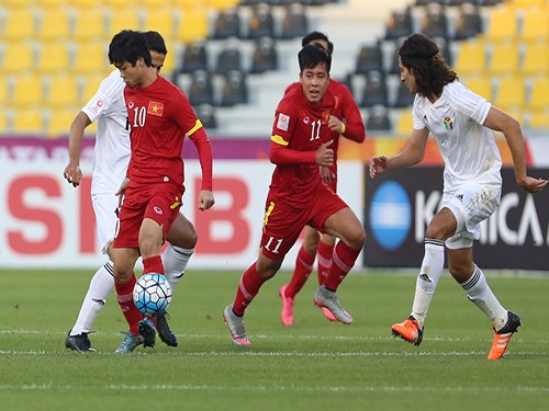 U23 Việt Nam trong trận đấu với U23 Jordan.