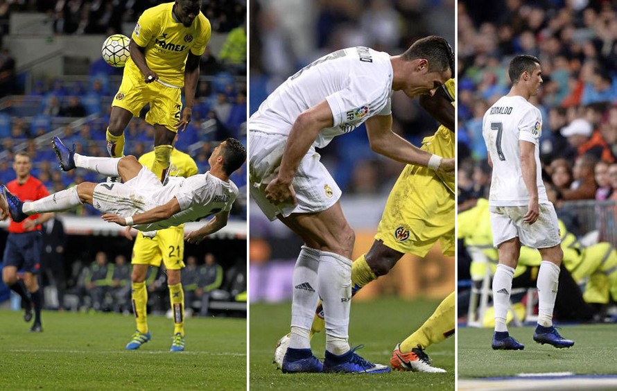 Ronaldo dính chấn thương trong trận đấu với Villarreal.