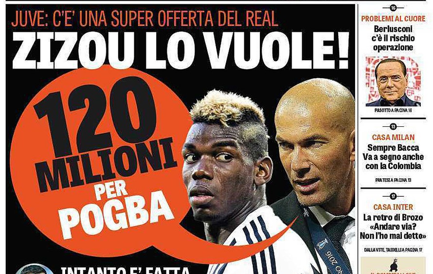 Real Madrid sẵn sàng chi 120 triệu euro để sở hữu Pogba.